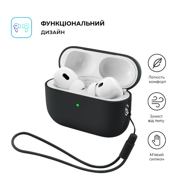 Фото - Чехол для наушников Armorstandart Silicone Case with straps for Apple AirPods Pro 3 Black (ARM91276)